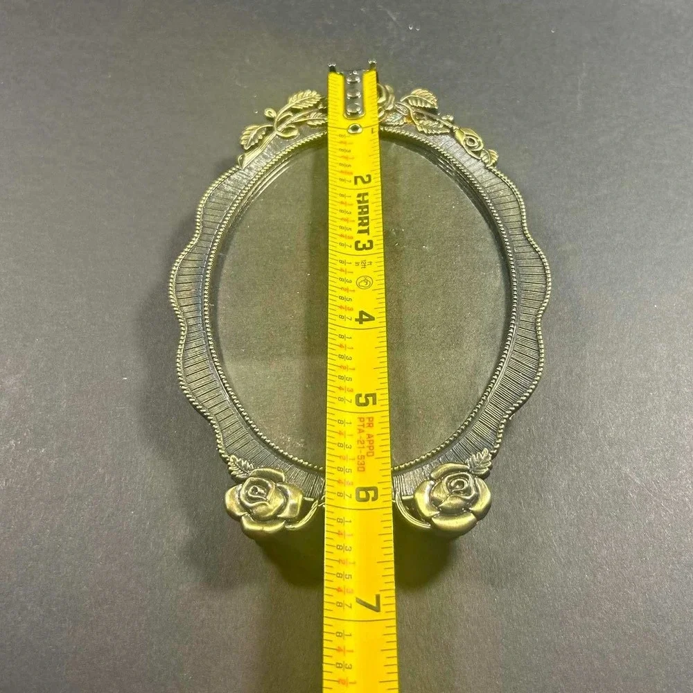 Metal Picture Frame Bronze Oval Rose Floral Vintage Victorian Small Size